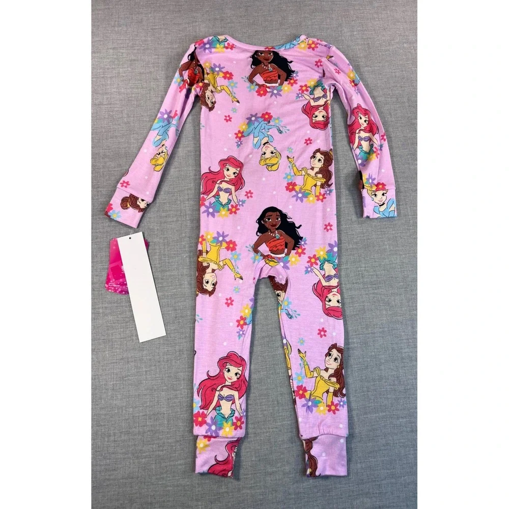 Disney Princess Toddler Girls Pink Viscose One Piece Pajama Sleeper 2T